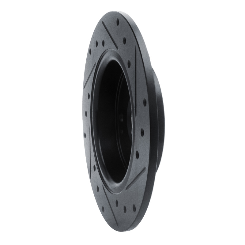 Honda Civic Coupe Brake Rotor (1) - Rear Left - R1 Concepts - Drilled and Slotted - Black - `16-`25